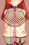 3d_(artwork) blush braided_hair breasts canid canine cel_shading clothed clothing collar curvy_figure digital_media_(artwork) female fishnet_clothing hair hibby3d hidden_eyes humanoid laylee_(hibby3d) leash legwear long_hair mammal markings nipple_piercing nipples pale_skin piercing red_hair shaded simple_background skimpy solo text thigh_highs womb_tattoo