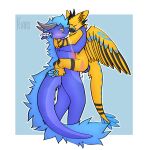 anal anal_penetration anthro arms_around_neck big_dom_small_sub big_tail blue_body blue_fur blush bodily_fluids cheek_tuft cuddling cum cum_drip cum_in_ass cum_inside cumshot dominant dragon dripping duo dusk_(duskthedutchie) dutch_angel_dragon ear_tuft ejaculation facial_tuft fur furred_dragon fuzzy genital_fluids genitals happy happy_sex hi_res hindpaw holding_butt horn hug internal internal_anal kyaro looking_at_another looking_at_partner looking_pleasured male male/male motion_lines mythological_creature mythological_scalie mythology pawpads paws penetration penile penile_penetration penis penis_in_ass penis_silhouette scalie sex size_difference smaller_penetrated smile standing standing_sex tail tuft wings yellow_body zertyz_(character)