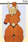 1_arm amputee animal_ears animal_humanoid animal_tail back_boob big_breasts big_butt blue_background breasts brown_clothing brown_panties brown_underwear butt camel_toe clothed clothing cotton_tail dark_body dark_skin disability exercise female franchico1994 fur hair hi_res humanoid lagomorph lagomorph_humanoid leporid_humanoid mammal mammal_humanoid markings mole_(marking) mole_on_butt mostly_nude muscular muscular_female my_hero_academia notched_ear panties rabbit_humanoid rear_view rumi_usagiyama scar short_hair simple_background solo suntan tan_line thick_thighs thigh_gap topless underwear white_background white_body white_fur white_hair wide_hips workout