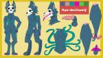 absurd_res anthro bone canid canine canis genitals hi_res humanoid knot looking_at_viewer looking_back luckyfur male mammal model_sheet nyo penis skull skull_head solo tentacles wolf