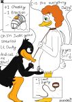 absurd_res anatid anseriform avian bird chastity_(disambiguation) comic daffy_duck duck hi_res leash looney_tunes male male/male nervous warner_brothers