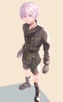  1boy blue_eyes boots cosplay gloves heterochromia jewelry looking_at_viewer male_focus necklace nier_(series) nier_automata purple_hair r_(talesrunner) silver_hair simple_background socks talesrunner yellow_eyes yorha_no._9_type_s 