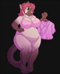  big_breasts blush breasts clothed clothing feline female fur hair laurenrivers mammal multicolored_fur overweight overweight_female partially_clothed red_hair thick_thighs two_tone_fur 