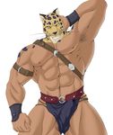  abs armpit_hair armpits baldric balls belt biceps big_muscles big_penis black_eyes black_hair brown_fur brown_nose brown_skin bulge clothing cum erection feline fur guin guin_saga hair hand_on_head human leaking leopard looking_at_viewer male mammal mask muscles nipples pecs penis precum solo tekken unknown_artist whiskers yellow_eyes 