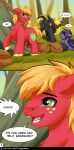 absurd_res animal_genitalia balls bat_pony big_macintosh_(mlp) comic comic:memorable_camping cutie_mark digital_media_(artwork) earth_pony equid equine fan_character feral fkk friendship_is_magic genitals group hasbro hi_res horse hybrid male mammal my_little_pony nyn_indigo pony shade_demonshy text timberwolf_(mlp) trio url