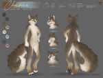  2018 anthro blue_eyes brown_fur canine digital_media_(artwork) fur gosetsuki grey_background mammal model_sheet open_mouth simple_background smile standing tan_fur teeth wolf 