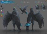  2018 anthro avian beak bird black_beak black_feathers blue_eyes corvid crow digital_media_(artwork) feathered_wings feathers gosetsuki model_sheet wings 