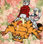  anthro artist_logo bodily_fluids clothing crying cum cum_inside domestic_cat duo felid felidae feline felis floral_background floral_print forced fritz_the_cat fritz_the_cat_(character) garfield_(series) garfield_the_cat genital_fluids hands_behind_back hi_res logo looking_pleasured looking_scared male male/male mammal pain painful_penetration pawpads rape spread_legs spreading sweater tears tongue tongue_out topwear turtleneck yelling yonnixart 