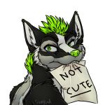  alpha_channel anthro black_fur canine fox fur green_eyes green_hair green_nose grey_fur hair hi_res hybrid looking_at_viewer mammal mephit mephitid mohawk note simple_background skunk stickers swagliad teeth transparent_background ventusthesox white_fur 
