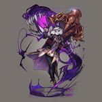  bob_cut bow corset crown floating gloves grey_background heroes_of_the_storm magic monster official_art orphea_(heroes_of_the_storm) pale_skin red_eyes short_hair simple_background skirt solo teeth white_hair 