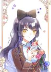  :t black_bow black_hair blake_belladonna bow brown_jacket emo_(ricemo) eyebrows_visible_through_hair floating_hair food food_on_face hair_bow holding holding_food jacket long_hair long_sleeves neck_ribbon ribbon rwby shiny shiny_hair shirt solo twitter_username upper_body very_long_hair white_shirt yellow_eyes 