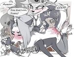  2024 4_arms 4_fingers 4_toes ankle_cuffs anthro anthro_on_anthro bdsm biped black_and_white_and_red black_text blush blush_lines bodily_fluids breast_squish breasts butt butt_slap canid canid_demon canine clothed clothed/nude clothed_anthro clothed_female clothing contact_onomatopoeia cuff_(restraint) demon digitigrade dominant dominant_female dominatrix duo english_text eyelashes eyes_closed fangs feet female female/female female_anthro fingerless_gloves fingers gloves grin hair hair_grab handwear hellhound helluva_boss impact_onomatopoeia intraspecies long_hair loona_(helluva_boss) lying mammal mistress moan mocking motion_lines multi_arm multi_limb mythological_canine mythological_creature mythology nude nude_anthro nude_female on_front on_lap onomatopoeia open_mouth over_knee pawpads pink_tongue potatonebula profanity pupils queen_bee-lzebub_(helluva_boss) restraints signature slap slit_pupils small_breasts smile snout sound_effects spank_marks spanking speech_bubble squish stuttering submissive submissive_female sweat sweaty_face tail tail_grab talking_to_another talking_to_partner teeth text toes tongue touching_hair white_text wrist_grab 