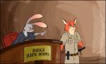 2024 anthro artist_name belt breasts brown_eyes buckteeth canid canine clothed clothing cosplay cuff_(restraint) disney duo dutch_(artist) english_text eyewear female fox fur glasses grey_body grey_fur handcuffs hi_res judge judge_judy judy_hopps lagomorph leporid male mammal metal_cuffs multicolored_body multicolored_fur nick_wilde police police_badge police_baton police_uniform rabbit restraints robe teeth text two_tone_body two_tone_fur uniform zootopia