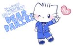 anthro birthday blush chibi clothing dear_daniel domestic_cat felid feline felis gesture glistening glistening_eyes hand_gesture hand_on_hip hello_kitty_(series) male mammal one_eye_closed sanrio solo suit touboutenshi v_sign wink