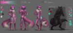  2018 4_toes 5_fingers anthro canine digital_media_(artwork) digitigrade featureless_crotch fur girly gosetsuki hair male mammal model_sheet multiple_poses nude open_mouth pink_fur pink_hair pose solo teeth toes tongue wolf 