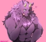  &lt;3 abs bathym bust_(disambiguation) canine demon horn knkieyas male mammal mane_hair muscular muscular_male one_eye_closed pecs solo tokyo_afterschool_summoners tongue wink wolf 