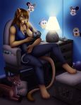  &lt;3 2018 5_fingers ajna anthro bambi bambi_(film) barefoot blue_eyes breastfeeding breasts brown_hair cervine cub detailed_background digital_media_(artwork) disney feline group hair lagomorph lion lying male mammal mother nala parent plushie rabbit sitting son the_lion_king young 