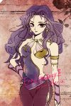  breasts cleavage commentary_request dress earrings final_fantasy final_fantasy_ii highres jewelry long_hair maria_(ff2) purple_eyes purple_hair smile solo yadoso 