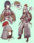  adjusting_clothes armor axe black_hair character_sheet chinese_armor chinese_clothes dressing fangdan_runiu helmet long_hair mace original polearm simple_background weapon 