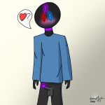  2018 anthro balls blue_eyes blush clothed clothing colorful digital_media_(artwork) enezo enezoart erection glowing glowing_eyes hi_res humanoid_penis looking_at_viewer male mulicolor multi_eye new_artist not_furry nude penis shirt simple_background standing third_eye three times 
