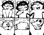  alvo_(target_miss) anthro bed big_eyes black_and_white black_ears black_fur black_hair black_nose black_tail blush canine cat comic cub dialogue dog duo feline female flat_chested fur hair lying male male/female mammal mira_(target_miss) monochrome navel nipples on_back on_bed open_mouth oral pokehidden pussy saliva saliva_string sex sweat target_miss teeth tongue tongue_out toony two_tone_ears two_tone_tail whiskers young 