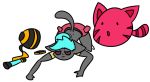  all_fours blue_hair clothing feline girly goo_creature hair male mammal pink_tabby_largo poly_(toot) ranged_weapon slime slime_rancher toot video_games weapon 