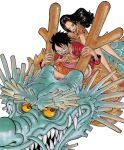  1boy 1girl boa_hancock dragon long_hair monkey_d_luffy one_piece smile 