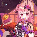  :q alternate_hairstyle bang_dream! bangs bow candy candy_earrings candy_hair_ornament couch cross-laced_clothes curtains double_bun dress earrings food food_themed_hair_ornament frilled_sleeves frills gloves hair_ornament hair_ribbon halloween halloween_costume hat head_wings holding_lollipop jack-o'-lantern jack-o'-lantern_hair_ornament jewelry lollipop looking_at_viewer maruyama_aya medium_hair mismatched_legwear multicolored multicolored_clothes patzzi pink_eyes pink_hair pink_ribbon purple_bow purple_gloves red_ribbon ribbon short_sleeves sidelocks silk sitting solo spider_web star striped striped_legwear tongue tongue_out witch_hat 