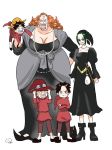  2girls 3boys curly_dadan long_hair makino_(one_piece) monkey_d_luffy multiple_boys multiple_girls one_piece oprange_hair portgas_d_ace sabo_(one_piece) smile 