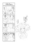  1girl 4koma :d anger_vein animal_ears bangs bare_shoulders breasts cleavage comic commentary_request faceless faceless_male furry greyscale halterneck leaf leaf_on_head monochrome monster_musume_no_iru_nichijou monster_musume_no_iru_nichijou_online okayado open_mouth raccoon_ears shirtless short_hair sketch small_breasts smile speech_bubble sweatdrop tanuki tatake_(monster_musume) translation_request twintails 