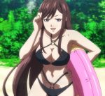  1girl akanesasu_shoujo blue_eyes breasts brown_hair cleavage large_breasts long_hair screencap smile stitched swimsuit tagme third-party_edit tounaka_yuu 