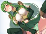  armor boris_(noborhys) breastplate breasts clothed_sex commentary_request cowgirl_position cum cum_in_pussy fire_emblem fire_emblem_echoes fire_emblem_echoes:_mou_hitori_no_eiyuuou girl_on_top green_eyes green_hair green_panties headband highres long_hair nintendo panties panties_aside paola sex skirt skirt_lift smile spread_legs straddling thighhighs underwear 