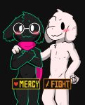  2018 asriel_dreemurr black_fur blush boss_monster cub deltarune duo edit eyewear fur glasses kake0078 male ralsei scarf undertale video_games white_fur young 