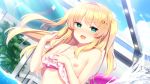  bekotarou bikini blonde_hair blush boku_no_amayaka_seikatsu breasts carol_works game_cg green_eyes hasekura_eiru long_hair nipples swimsuit 