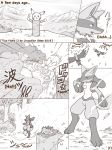  ambiguous_gender anthro comic crocodiler_owen detailed_background feral fletchlinder fletchling lucario monochrome nintendo pikachu pok&eacute;mon pok&eacute;mon_(species) video_games 