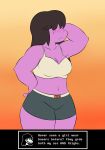  2018 anthro blush boxers_(clothing) bra clothing deltarune dragon female freckles half_naked scalie susie_(deltarune) text underwear video_games voluptuous warioeag 