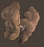  2018 after_sex anthro bear belly bezdomny brown_background brown_fur butt cum duo fur humanoid_hands male male/male mammal overweight overweight_male penis simple_background 