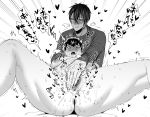  ahegao clitoral_stimulation cuntboy doudanuki_masakuni greyscale highres japanese_clothes licking_lips long_sleeves looking_at_another looking_down mikazuki_munechika monochrome multiple_boys newhalf newhalf_with_male nipples orgasm ouse_(otussger) pubic_hair pussy pussy_juice short_hair spread_legs tongue tongue_out touken_ranbu 