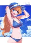 beach bikini blue_eyes clouds mona_(warioware) nintendo orange_hair swimsuit tagme warioware water 