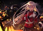  bandage eyepatch fate/grand_order fate_(series) fire florence_nightingale gloves itsumi_mita long_hair military pink_hair red_eyes skirt 