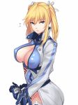  1girl artist_request ass blonde_hair blue_eyes bodysuit breasts curvy female large_breasts long_hair looking_at_viewer looking_back no_bra pointy_ears shinganji_kurenai shiny shiny_skin solo taimanin_(series) taimanin_kurenai thighs twintails 