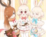 :3 =_= albino animal_ear_fluff animal_ears aqua_neckwear arctic_hare_(kemono_friends) bangs basket black_frills bow bowtie breasts brown_eyes brown_fur brown_gloves brown_hair brown_legwear bunny_ears bunny_girl bunny_tail capelet center_frills closed_eyes coat commentary_request double-breasted ears easter easter_egg egg european_hare_(kemono_friends) eyebrows_visible_through_hair frilled_skirt frills fur-trimmed_capelet fur-trimmed_coat fur-trimmed_shorts fur-trimmed_sleeves fur_collar fur_trim furrowed_eyebrows gloves gradient_hair hair_over_one_eye heart heart_print high-waist_skirt holding holding_basket horizontal_stripes jitome juliet_sleeves kemono_friends large_breasts light_blush light_brown_hair lolita_fashion long_hair long_sleeves looking_at_viewer miniskirt mittens mountain_hare_(kemono_friends) multicolored_hair multiple_girls one_eye_covered open_mouth pantyhose pantyhose_under_shorts pastel_colors platinum_blonde_hair pleated_skirt pocket puffy_shorts puffy_sleeves raised_eyebrows red_eyes red_neckwear ringlets shiny shiny_skin shirt shirt_tucked_in short_hair short_shorts shorts sitting sketch_eyebrows skirt smile smug standing straight_hair striped swept_bangs tail tareme tatsuno_newo thighhighs twitter_username two-tone_hair white_capelet white_coat white_legwear white_mittens white_shirt white_skirt winter_clothes winter_coat 