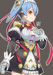  android blush breasts hair_ornament hana_(xenoblade) hana_jk long_hair maid_headdress orange_eyes purple_hair robot_joints short_hair simple_background smile solo sou_(pale_1080) spoilers twintails xenoblade_(series) xenoblade_2 