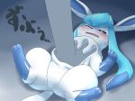  2016 blush disembodied_hand dlrowdog eeveelution glaceon humanoid japanese_text nintendo open_mouth pok&eacute;mon pok&eacute;mon_(species) solo sweat text translation_request video_games 