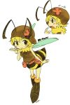  antennae bee_girl blush hat insect_girl monster_girl open_mouth original sachy_(sachichy) signature simple_background smile white_background 