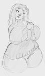  2018 anthro big_breasts breast_squish breasts canine clothed clothing dog dogmom female hair huge_breasts long_hair mammal mature_female perenthis saluki simple_background sketch thick_thighs voluptuous white_background wide_hips 