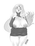  2018 anthro besthetz big_breasts breasts canine clothed clothing clothing_lift dog dogmom female hair huge_breasts inverted_nipples long_hair mammal mature_female nipples saluki shirt shirt_lift signature simple_background sketch thick_thighs voluptuous white_background wide_hips 