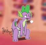  2018 anthro diaper digital_drawing_(artwork) digital_media_(artwork) dragon feces friendship_is_magic male messy_diaper my_little_pony pooping rvlis scalie scat simple_background soiling solo spike_(disambiguation) 