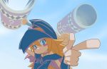  blonde_hair blush_stickers breasts choker commentary_request dark_magician_girl duel_monster hat hitohautsu long_hair solo staff weapon wizard_hat yuu-gi-ou yuu-gi-ou_duel_monsters 