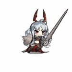  ahoge ahoge_wag aliasse alternate_costume animated animated_gif blue_hair cape crossover expressive_hair girls_frontline horned_headwear lance long_hair lowres navel orange_eyes polearm running saru senjou_no_valkyria senjou_no_valkyria_2 shield solo weapon 